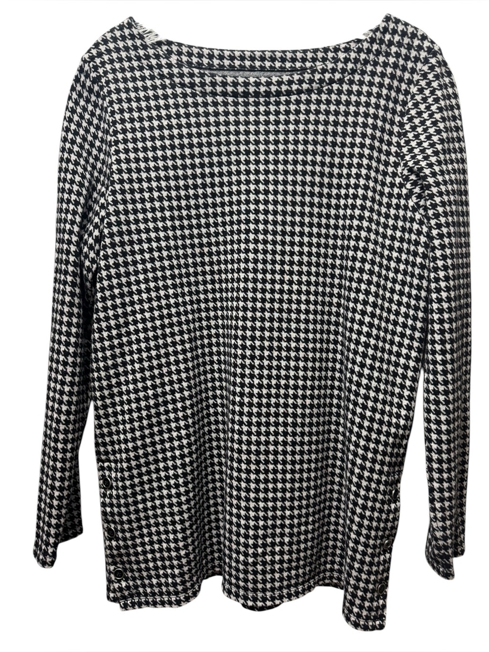 Talbots Black and White Houndstooth Knit Top